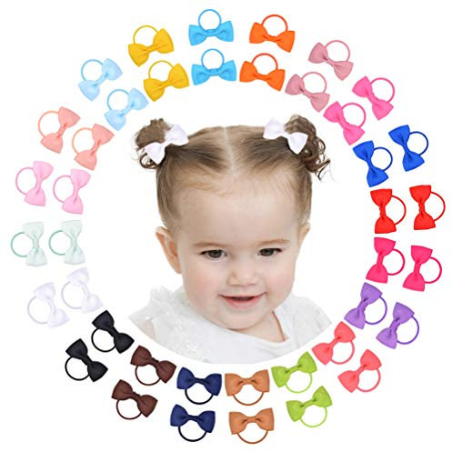 40 lazos para el pelo de 2 pulgadas, mini boutique, cinta elástica de goma, accesorios para niños y niñas (40 unidades), multicolor