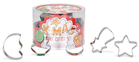 patisse 02004 – Boîte assortiment de 18 découpoirs ou emporte-pièces de Noël, inox, hauteur 1.5cm