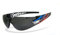 HSE® SportEyes® | UV400 Schutzfilter, HLT® Kunststoff-Sicherheitsglas nach DIN EN 166 | Sportbrille, Radbrille, Sonnenbrille | Brillengestell: schwarz, Brille: SPRINTER 3.0 (smoke (blau/rot/weiß))