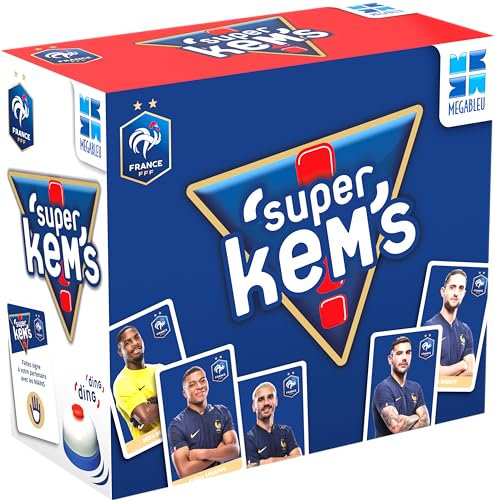 Megableu - SUPER KEMS FFF - Jeu de Société Foot pour Adultes & Enfants dès 6 ans - Edition Fédération Française de Football - Réunissez 4 Cartes Identiques - Jeu de Cartes - 4 Joueurs - En Français