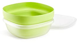 Lékué Colador 3 en 1 (Lavar, colar, almacenar) con tapa, silicona platino verde
