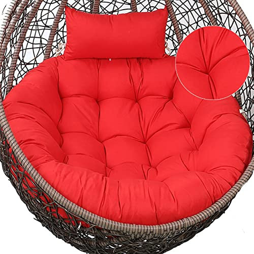 GAOXIAO Schaukel Hängekorb Rund Sitzkissen, Abnehmbares und Waschbares Dickes Hängesessel Sitzkissen, Indoor Balkon Drehsessel Rückenkissen mit Kopfstütze(Ohne Hängesessel)(Color:rot)