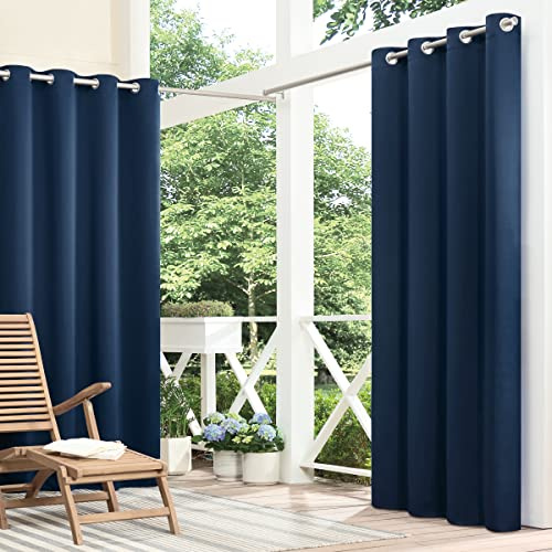 Eclipse Bradford Vorhang mit Ösen, wasserdicht, wärmeisoliert, für Terrasse oder Veranda, 132 x 160 cm, Marineblau