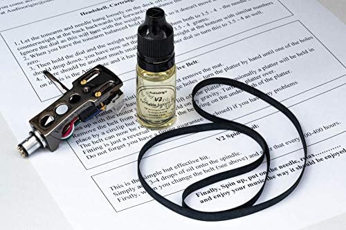 Titanium Plated Headshell, Cartridge, Needle, Drive Belt, Lubricating Oil Preparation Pack for Realistic R-8000, LAB-300, Turntable, Vinyl Player, - 27