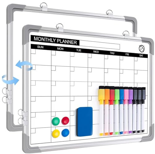 Magnetischer A3 Monatsplaner Whiteboard für Wand, ARCOBIS Kleines Mini Whiteboard 40x30 cm Hängende doppelseitige Weißtafel für Wand, Zeichnung, Küche Lebensmittelliste, Kabinenplanung Board
