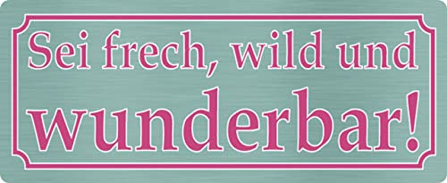 Metall Schild 27x10cm Sei frech wild und wunderbar Sprüche Blechschild