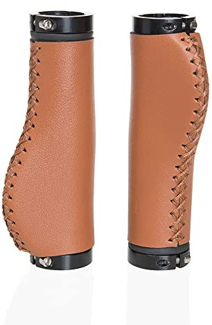 BBxunsless Fahrradlenkergriffe Ergonomisches Design Rutschfeste PVC Mikrofaser Leder Handgenäht Doppelverriegelung Fahrradgriff Griffe 22,2 x 130 mm für Mountain-Road MTB Fahrrad (Braun)