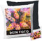 Manevito Personalisiertes Kissen mit Foto & Text 40 x 40cm - Kissen mit Foto selbst gestalten - Fotokissen mit Druck und Wunschtext weiß-schwarz