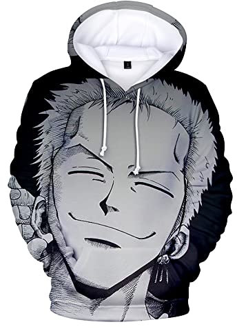 Silver Basic Boys Fashion 3D Printed Hoodie One Piece Hoodie Anime Cosplay Pirate Flag Sweatshirt Luffy Zoro Costume XXL,09Zoro Costume-3