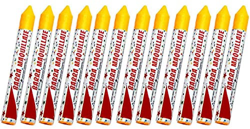 Barra de Pintura Facial Infantil Halloween Carnaval - Maquillaje de Cara para Fiesta No Toxica Pack 12 Barras de Color Amarillo