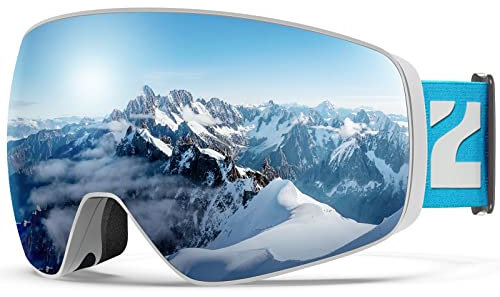 ZIONOR Skibrille, Schneebrille 100% OTG Snowboard Brille Abnehmbare Linse für Herren Damen und Erwachsene