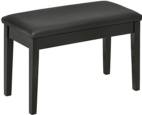 HOMCOM Banc pour Piano Tabouret de Piano Banquette avec Assise rembourrée Pieds en Bois Massif revêtement synthétique - Noir