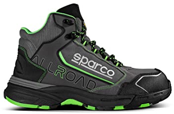 Sparco Allroad, Sicherheitsschuhe für Erwachsene, Unisex, Dunkelgrau Neongrün, 46 EU