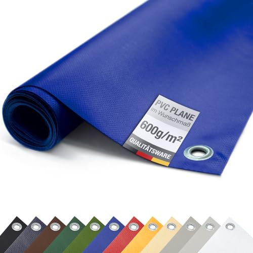 ANKO PLANEN 600 g/m² PVC LKW Abdeckplane mit verzinkten Ösen 50 cm – UV-stabil & reißfest Matte Schutz- & Industrieplane (Blau, 2,5m x 3m)