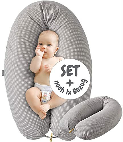 sei Design XXL Stillkissen + 1x Extra Baumwollbezug | Ergonomisch Schwangerschaftskissen Lagerungskissen |Made in Europa