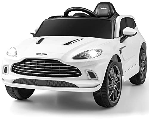 COSTWAY Aston Martin DBX Auto Elettrica per Bambini, 12 V Macchina Elettrica con Telecomando e Luci LED, Partenza Lenta Clacson, Regalo per Bambini 3-8 Anni (Bianco)