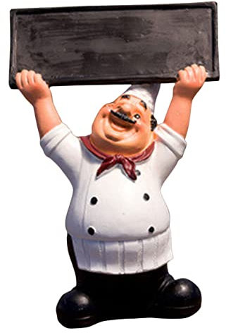 Homoyoyo Niedliche Desktop-Chef-Statue Tafel Wohnkultur für Esszimmer Harz-Ornamente Geschirr