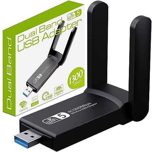 Retoo WLAN Stick Für PC USB 3.0 Dual Band Adapter 5GHz 2.4GHz 867Mbps für Desktop Laptop Tablet Kompatibel mit Windows XP Vista Linx Unterstützt WPA WPA2 TKIP AES WEP Übertragung 100m