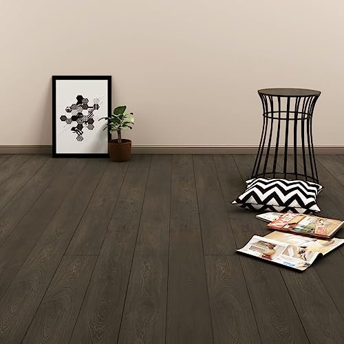 ZEYUAN PVC Laminat Dielen Selbstklebend, Fliesenfolie, Laminatboden, Küchenrückwand Folie, Bodenbelag Selbstklebend, Wandverkleidung, Deckenpaneele, 4,46 m² 3 mm Dunkelbraun