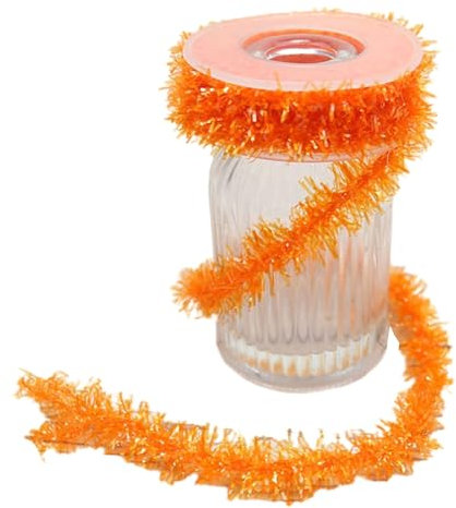 Weihnachten Lametta Girlande 106 Zoll Dünn Glitzer Lametta Metallic Urlaub Lametta Girlande Twist Lametta Girlande Dekoration für Weihnachtsbaum Geburtstag Party Hochzeit Dekorationen Supplies Orange