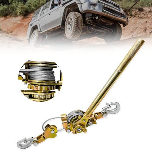 SENKEYFE Come Along Seilwinde Abzieher Seilzug Seilzug Seilzug mit 2 Haken, 2T (1,995.8 kg) Komm Along Tool Heavy Duty, Ratschenabzieher zum Heben Ziehen Baubau