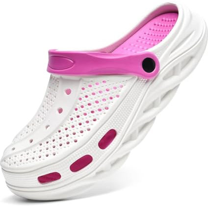 GULAKY Clogs & Pantoletten für Herren Gartenschuhe Orthopädische Schuhe Sandalen Damen Sommer Hausschuhe,Weiß Rosa36.37