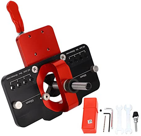 Gabarit de Charnière Dissimulée – Charnière de Porte 35 Mm, Guide de Perçage, Kit de Forets pour le Travail du Bois