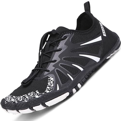Qomo goose Barfußschuhe Damen Barfussschuhe Herren Fitnessschuhe Traillaufschuhe Weich Leicht rutschfest Trainingsschuhe Tragbar Breiter Zehenbox, Outdoor & Indoor(Schwarz 37 EU)
