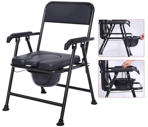 Bedside Commodes Pregnant Bath Stool Bath Toilet Chair Foldable Chair, Mobile Toilet Bathroom Stool Toilet Seats with Splash Guard Portable Toilets
