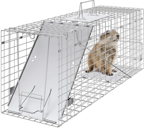 VEVOR Trampa para Animales 785x254x305 mm Jaula Plegable para Trampa para Gatos Alambre Galvanizado sin Crueldad con Asa Trampa para Conejos, Gatos Callejeros, Ardillas, Mapaches, Marmotas, Zarigüeyas