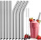 NiHome 8-Pack Stainless Steel Smoothie/Milkshake Straws, 0.5'' Extra Wide Reusable Metal Straw, Extra Long Straight & Bent Drinking Straws for Boba, Thick Beverages, Cold Drinks, 2 Brushes (Silver)