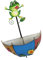 Folpus Railing Flower Pot Umbrella Flowerpot Wall Mounted Planter Wall Mount Plant Pot for Porch, green frog