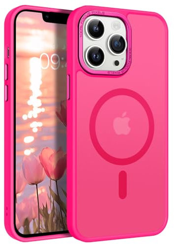 DOMAVER Case for iPhone 13 Pro Max, [Compatible with mag-safe] Charging Military Grade Anti-Yellowing Cover Hard Slim Frosted Matte Phone Cases for iPhone 13 Pro Max 6.7, Hot Pink