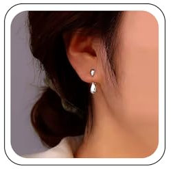 TseenYi Teardrop Front Back Ohrringe Silber Wassertropfen Jacke Ohrringe Vintage Tröpfchen Ohrringe Double Pear Ohr Jacke Ohrringe Statement Ohrringe Schmuck Für Frauen Und Mädchen