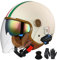 GNIUBBDB Bluetooth-Motorrad-Jethelm, Retro-Halbhelm im Deutschen Stil, 3/4-Rollerhelm für Erwachsene, ECE-zugelassen, mit Doppelvisier, Motorrad-Moped-Helme D-3,M (57-58cm)