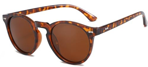 YAMEIZE Polarisiert Sonnenbrille Damen Runde Retro-Klassisch Vintage Kreis mit UV400 Schutz Sonnenbrille für Fahren Laufen Angeln