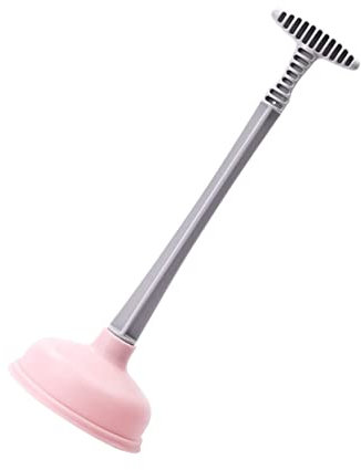 LIFKICH Bathroom and Kitchen Toilet Plunger with Strong Suction Rubber Cup and Long Handle for Household Drain Cleaning Pink