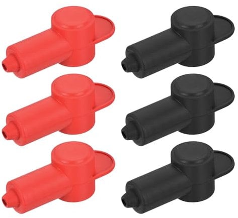sourcing map Battery Terminal Cover 6 Pcs Battery Terminal Protector Truck Battery Terminal Cover Positive Negative Pole Stud Covers L3.3-15-59mm Red Black for Car Accessories Truck Marine Boat