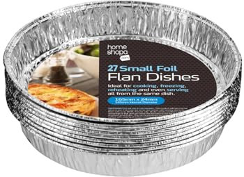 HOMESHOPA Aluminium Foil Pie Pan, 9 Pack Disposable Round Flan Trays, Durable Air Fryer Cooking Baking Dish for Pie, Fruit Tart, Quiche, Food Storage Takeaway Containers, Oven & Freezer Safe