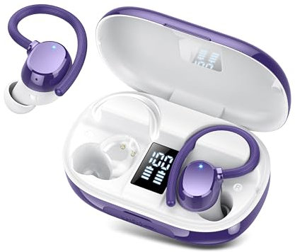 Lekaby Bluetooth Kopfhörer Sport, In Ear Kopfhörer Kabellos Bluetooth 5.3, 128 Std Ultraleicht Earbuds mit Bügel, 2025 Noise Cancelling Ohrhörer, HiFi Stereo, LED Anzeige,IP7 Wasserdicht Joggen