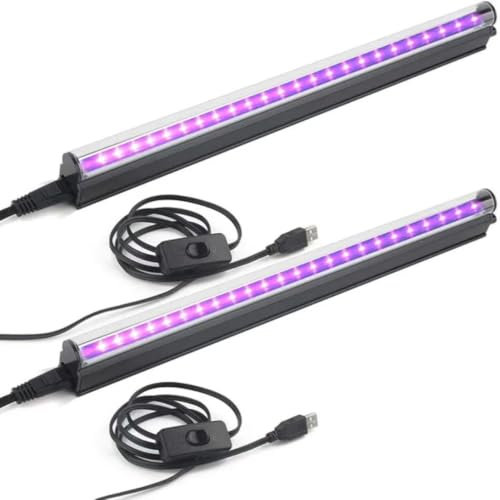 Okaywork LED Strip - 2 Pack Schwarzlichtlampe, UV Licht Röhre Verstellbare mit Schalter, Schwarzlicht LED Strip, uv led strip für Disco, Glow Party, Party Zubehör, Halloween Deko, Bühnenbeleuchtung.