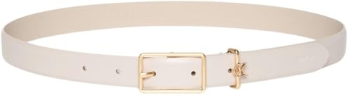 Calvin Klein Damen Gürtel Square Buckle Loop 2,5 cm mit Logo, Elfenbein (Chateau/Ck Light Gold), 90 cm