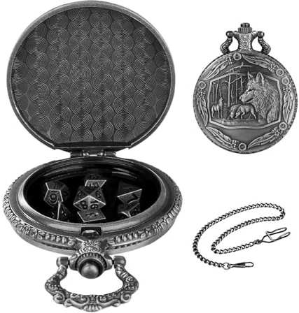 Dice Games, Game Dice Watch Case, Watch Shell Würfel Game Set, Retro Design Role Playing Toy for Friends Parties, Family Gatherings, Theme Parties, and Other Holidays, Alloy Materials