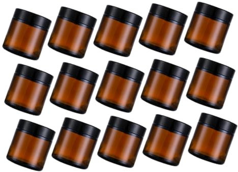 TOVINANNA Lot de 15 Bouteilles de Stockage de Crème Conteneurs Cosmétiques Rechargeables pour Lotion Toner Petits Pots D'échantillons en Verre