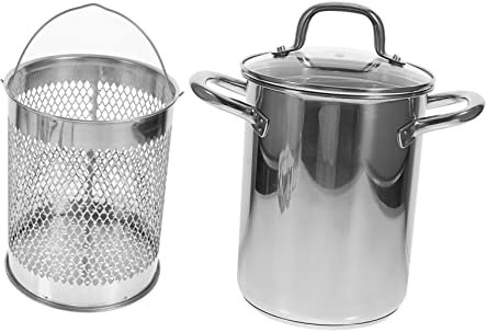 Holibanna Olla De Acero Inoxidable Tempura Escurridor De Aceite De Portátil para Hacer Estofados Sartén Profunda para Cocinar Arroz Pasta y Verduras