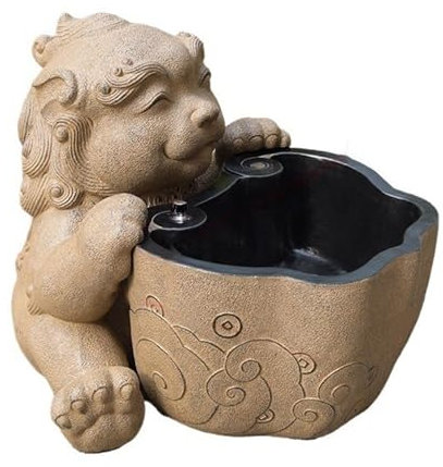 SnamicE Évier de Service en résine, évier sur Pied en Forme de bête bénie Chinoise, Station d'eau avec Drainage par Le Bas, évier de Jardin, Cour, Gratuit, C,C