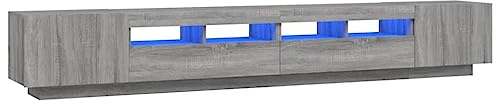 Emmtore Set Muebles TV con Leds 3 pzas Madera contrachapada Gris Sonoma