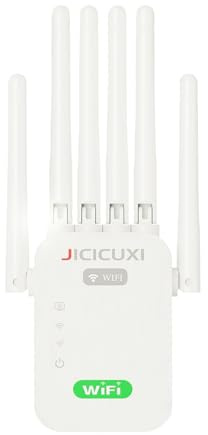 WLAN Verstärker, WLAN Repeater mit 6 Antennen, WiFi Repeater für 5.000 m² Abdeckung & 50 Geräte, LAN-Anschluss, Access Point Modus, W LAN Verstärker für Steckdose, für Zuhause und Büro