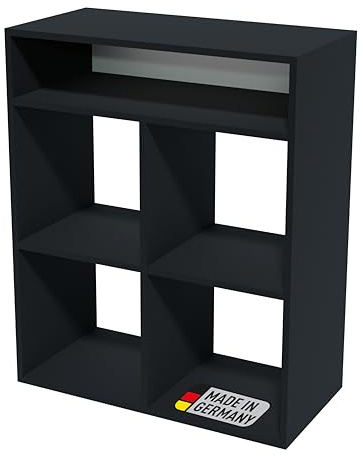 BadeDu Ward Regal mit 5 Fächern in Anthrazit – Perfekt für Büro & Zuhause, Raumteiler mit 72cm Breite, Bücherregal 88cm Höhe, Holzregal stapelbar mit Anderen Produkten der Serie, Made in Germany