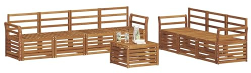 vidaXL Sofagarnituren 8 pcs Natur Massivholz Akazie, Moderne Garten-Sofa-Ecke, Bequeme Sitzgruppe für Terrasse, langlebig und stylisch